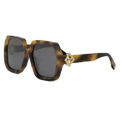 Fendi Smoke Geometric Ladies Sunglasses Fe40139f 53a 54 In Brown