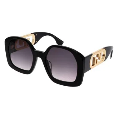 Fendi Smoke Gradient Irregular Ladies Sunglasses Fe40048f 01b 54 In Black