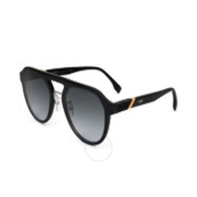 Fendi Smoke Gradient Pilot Men's Sunglasses Fe40003u 01b 54 In Black