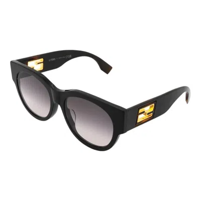Fendi Smoke Gradient Round Ladies Sunglasses Fe40147f 01b 55 In Black