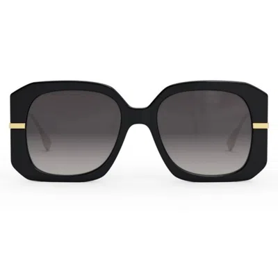 Fendi Smoke Gradient Square Ladies Sunglasses Fe40065f 01b 56 In Black