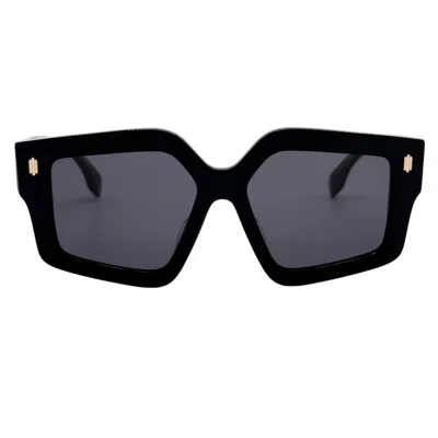 Fendi Smoke Irregular Ladies Sunglasses Fe40162f 01a 54 In Black