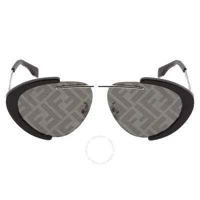 Fendi Smoke Mirror Logo Oval Men's Sunglasses Fe40042u 01c 59 In Black
