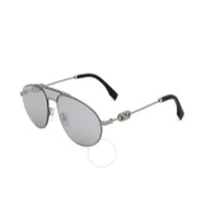 Fendi Smoke Mirror Pilot Men's Sunglasses Fe40072u 14c 57 In Ruthenium