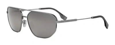 Fendi Smoke Mirror Pilot Men's Sunglasses Fe40154u 12c 61 In Neutral