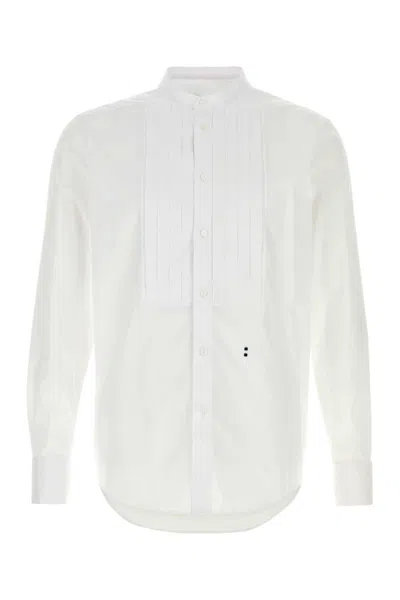 Fendi Poplin Shirt Band Collar Long Sleeves In White
