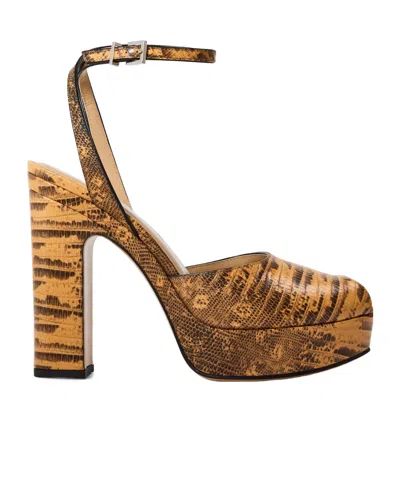 Fendi Snake Print Platform High Heels In Multi