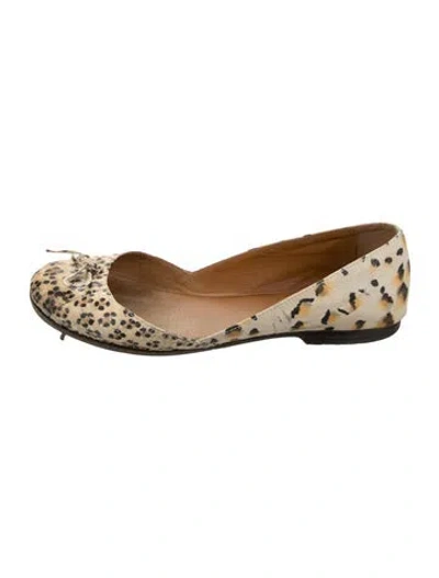 Pre-owned Fendi Snakeskin Animal Print Ballet Flats In Brown