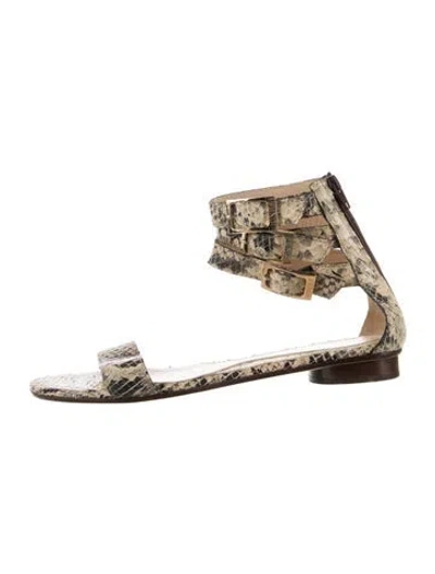 Pre-owned Fendi Snakeskin Animal Print Gladiator Sandals In Neutrals