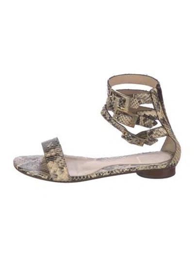 Pre-owned Fendi Snakeskin Animal Print Gladiator Sandals In Neutrals