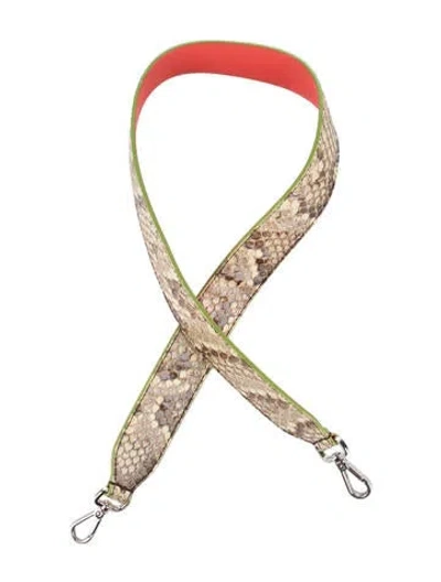 Pre-owned Fendi Snakeskin Bag Strap In Gray