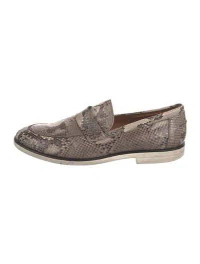 Pre-owned Fendi Snakeskin Dress Loafers In Multi