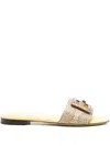 Fendi Women Snakeskin Leather Sandals In Yellow