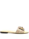 Fendi Women Snakeskin Leather Sandals In Yellow