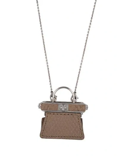 Pre-owned Fendi Snakeskin Pendant Chain Necklace, 23" In Multicolor