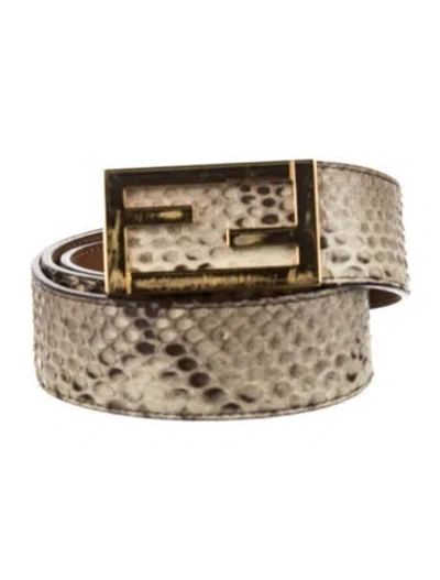 Pre-owned Fendi Snakeskin Waist Belt In Neutral