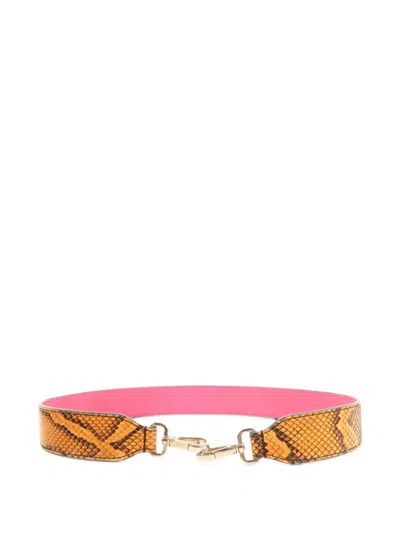 Pre-owned Fendi Snakeskin-effect Bag Strap In Orange