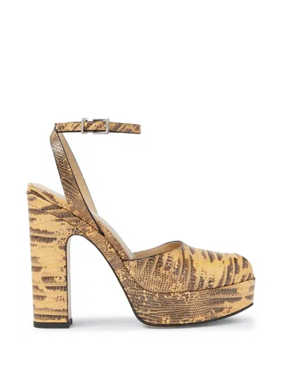 Fendi Snakeskin-effect Platform Sandals In Brown