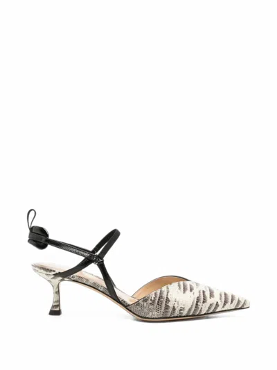 Fendi Snakeskin-effect Pointed-toe Pumps In Neutral