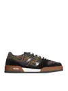 Fendi Match Low-top Ff Jacquard Fabric And Suede Sneakers In Brown