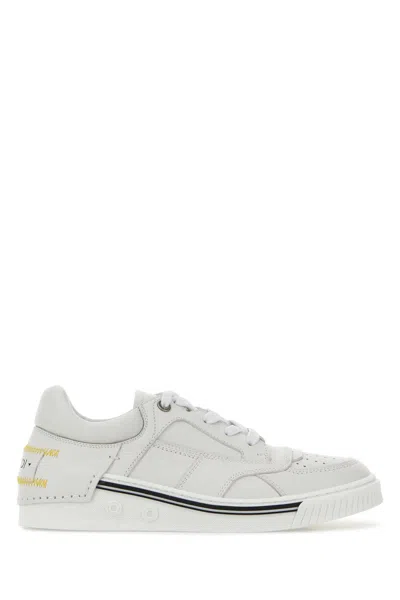 Fendi Chalk Leather Fender Sneakers In White