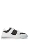 Fendi Kids Leather Jacquard Logo Trainers In Biancotabacconero