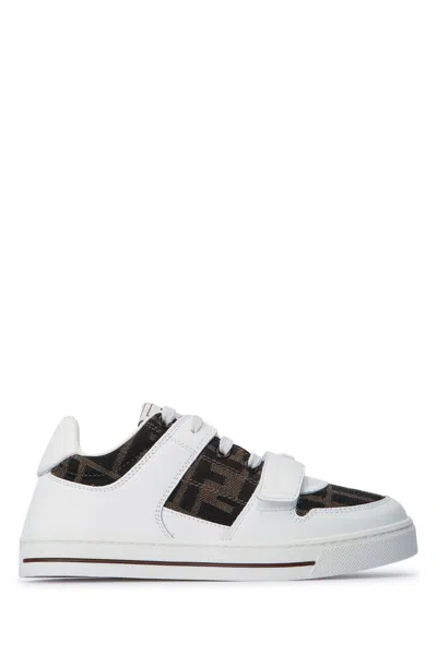 Fendi Kids' Sneaker Vitello+tess.jacq.ff In White
