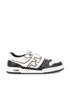 Fendi Leather Sneakers With Ff Lateral Logo In Multi