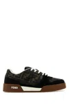 Fendi Match Suede Sneakers With Jacquard Ff Fabric Inserts