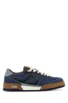 Fendi Match Denim Ff Embossed Sneakers Blue In Blue