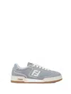Fendi Match Denim And Suede Low-top Sneakers In Gray