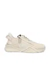 Fendi Ivory Leather And Fabric Flow Sneakers In Bi.ice+av.tort+bi.ic
