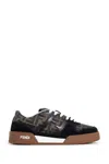 Fendi Match Suede Sneakers With Jacquard Ff Fabric Inserts In Black