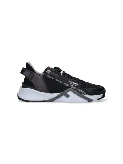 Fendi Flow Ff Jacquard Sneakers In Black