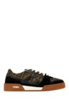 Fendi Two-tone Fabric Match Sneakers In Brown Black