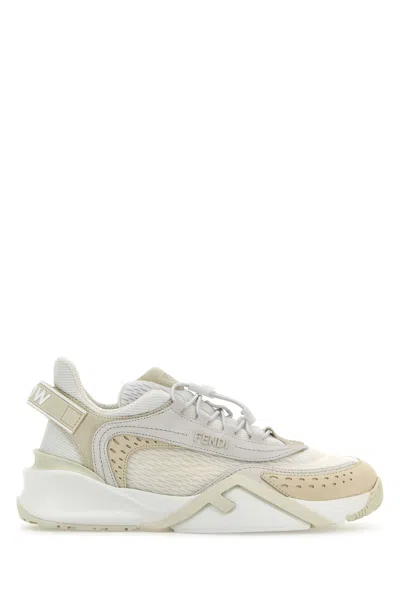 FENDI SNEAKERS FENDI FLOW AVORIO IN RETE E PELLE SCAMOSCIATA  DONNA