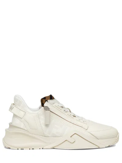Fendi Flow Leather Sneaker In White