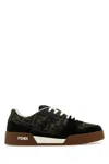 Fendi Match Suede Sneakers With Jacquard Ff Fabric Inserts