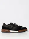 Fendi Match Ff Jacquard Fabric And Suede Sneakers In Brown