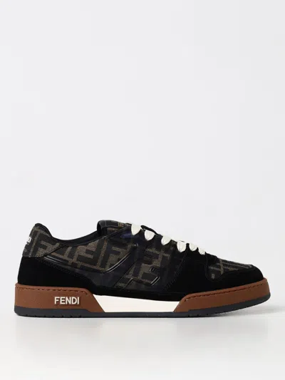 Fendi Match Ff Jacquard Low-top Sneakers In Brown