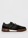 Fendi Match Ff Jacquard Fabric And Suede Sneakers In Brown