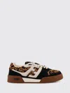 Fendi Low-top Platform In Multicolor Cavallino Calfskin And Suede In Brown