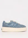 Fendi Low-top Sneakers With Contrast Stitching And Platform Sole In Grey