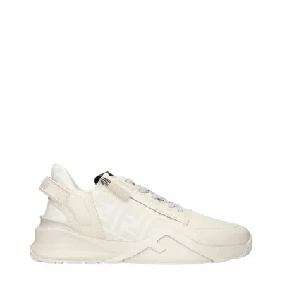 Fendi Sneakers Flow Men Leather Beige In Multi