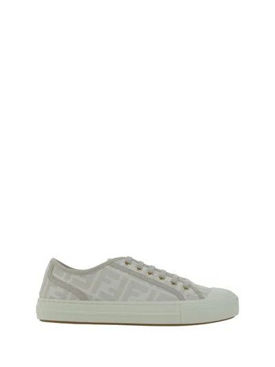 Fendi Domino Tessuto Jacquard Ff Sneakers Beige In Neutral
