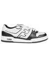 Fendi Men 'match' White And Black  Low-top Sneakers With Ff Detail In Leather Man In Multi