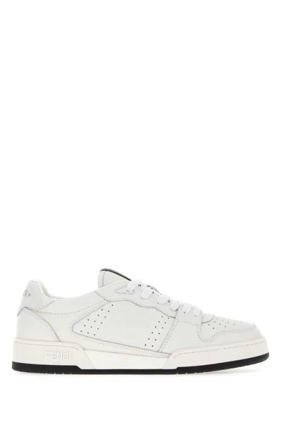 Fendi Sneakers Match In Smooth Calfskin With Ff Monogram Tone On Tone In White