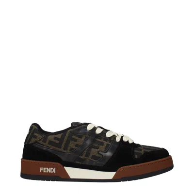 Fendi Match Ff Jacquard Low-top Sneakers In Brown