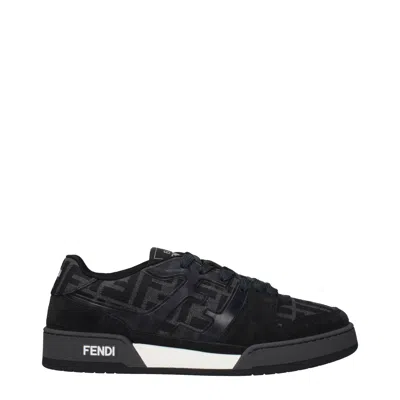 Fendi Match Sneakers In Ff Jacquard Fabric And Suede In Gray