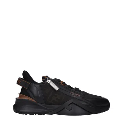 FENDI FENDI SNEAKERS UOMO TESSUTO NERO/TABACCO